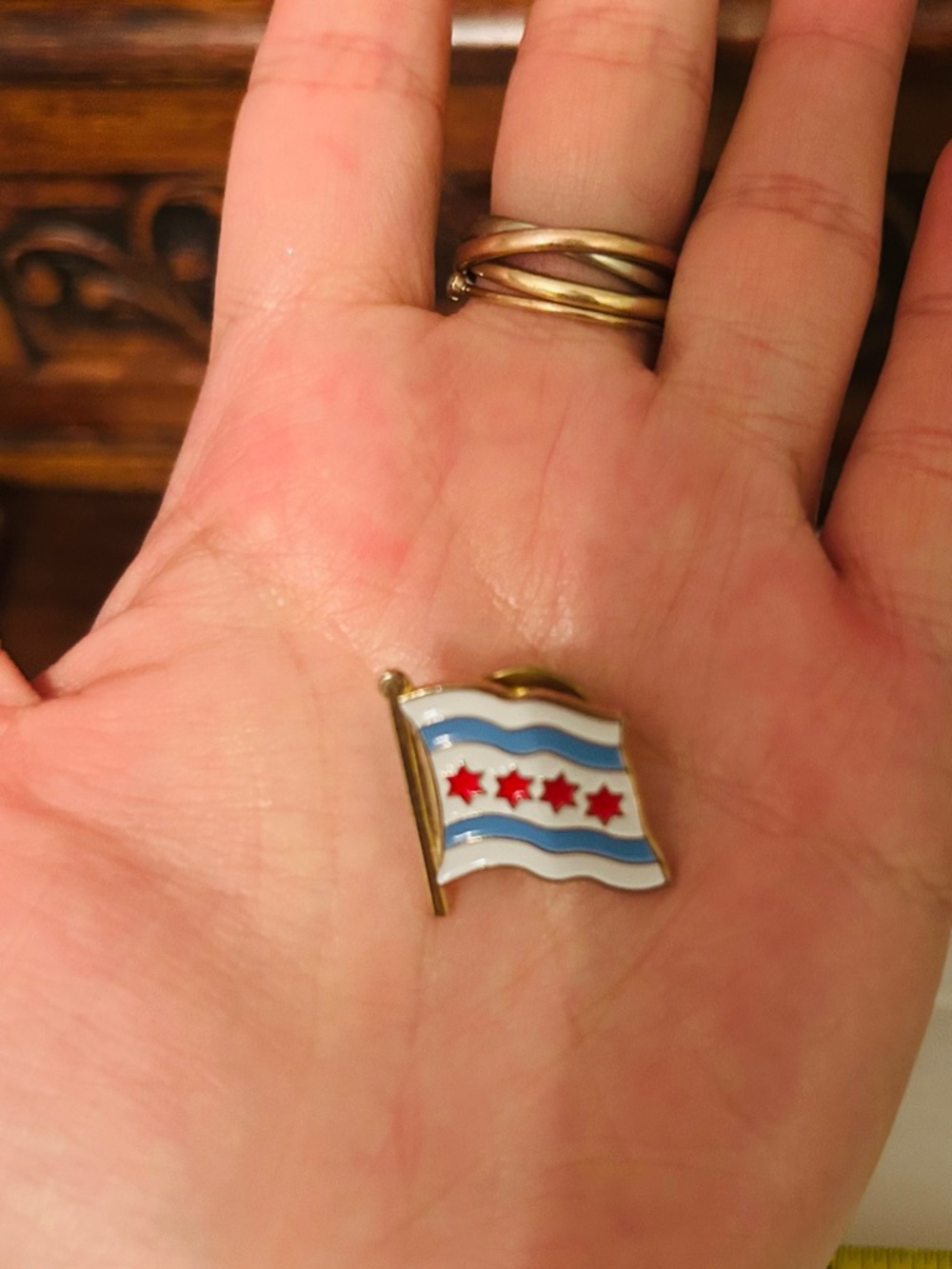 Chicago Flag Enamel Pin - Red, Light Blue, White